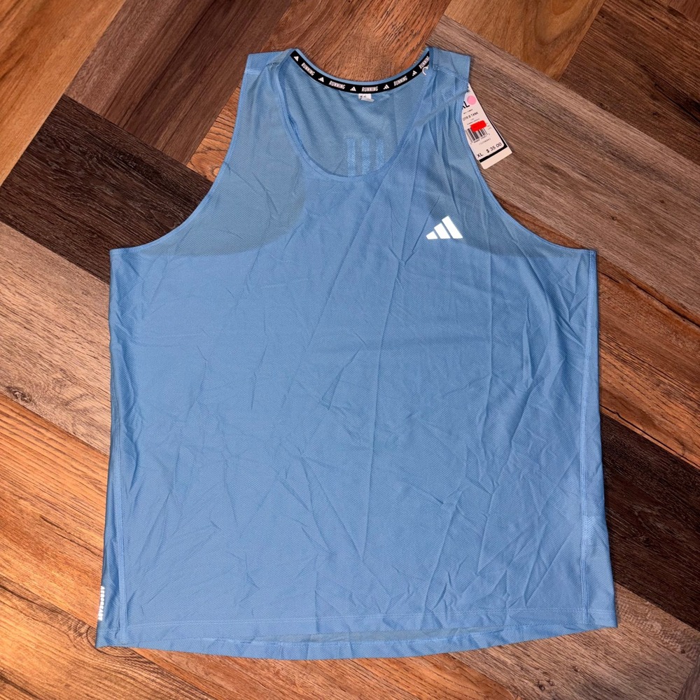 Adidas Own the Run Singlet Mens XL Blue Reflective Mesh Running Tank Top NWT